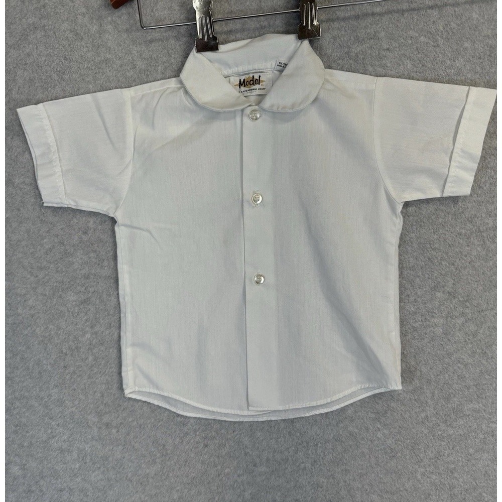 VTG Model‎ Tails Kids Shirt Sz 2 White Peter Pan Collar Perm Press USA